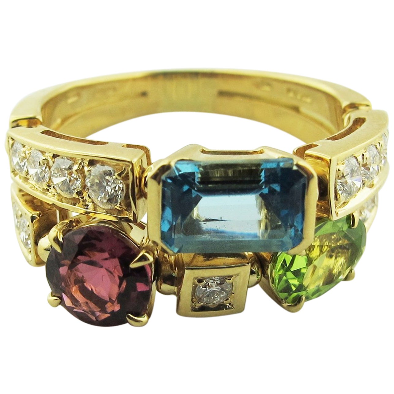 Bulgari Allegra MultiGem Diamond Gold Bvlgari Ring at 1stDibs