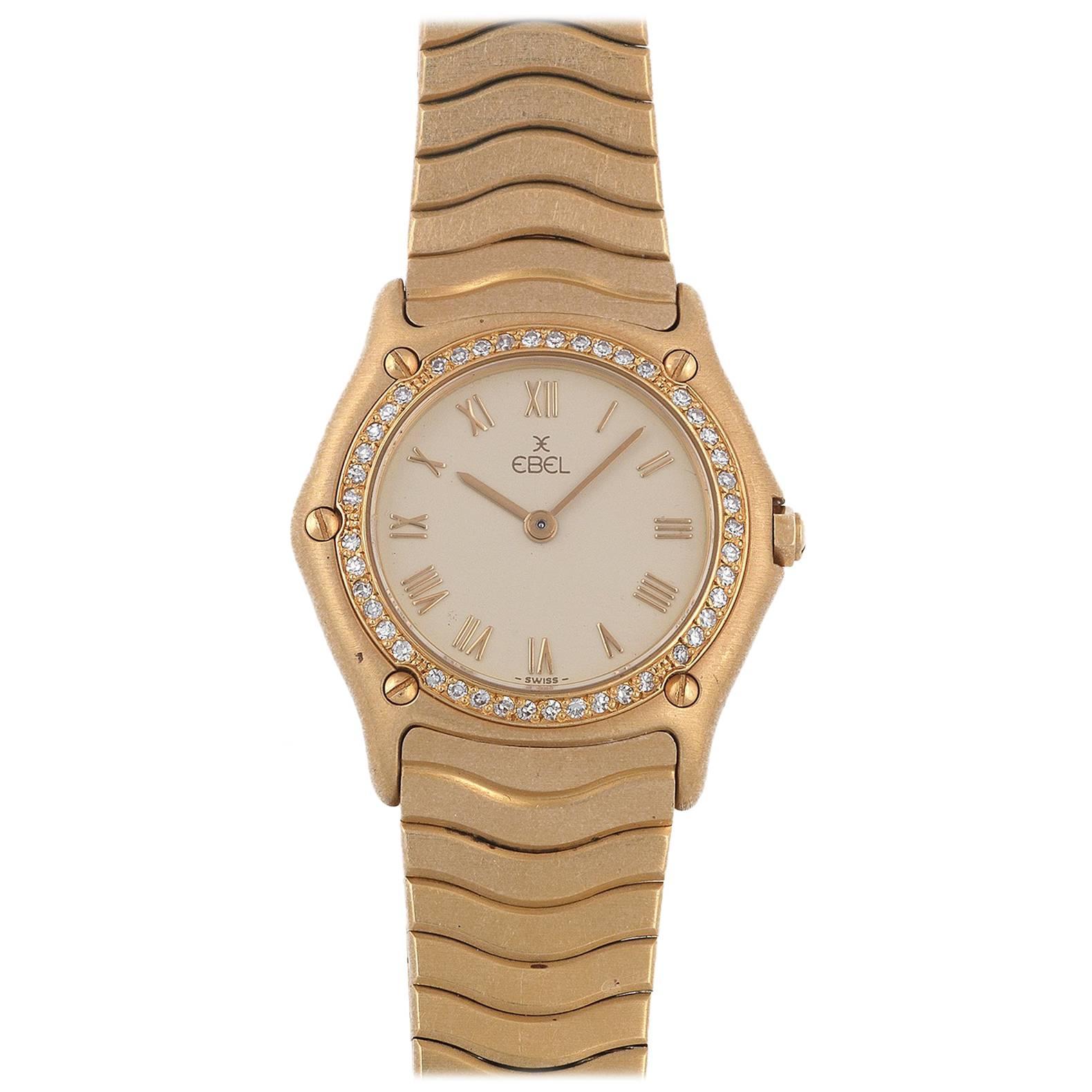 Ebel Ladies Yellow Gold Diamond Set Quartz Bracelet Wristwatch, 1990s