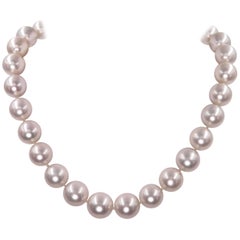 White South Sea Pearl Necklace with Pave Diamond Clasp