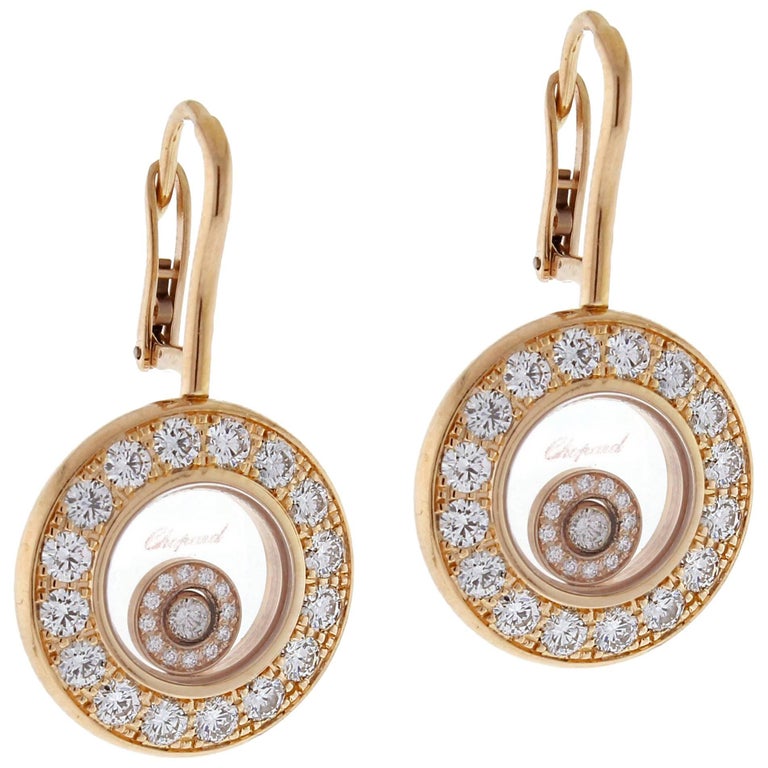White Gold Happy Diamonds Drop Earrings by Chopard For Sale at 1stdibs