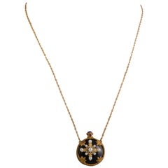 Vintage Christian Bernard Diamond and Multi Gemstones Gold Pendant Necklace