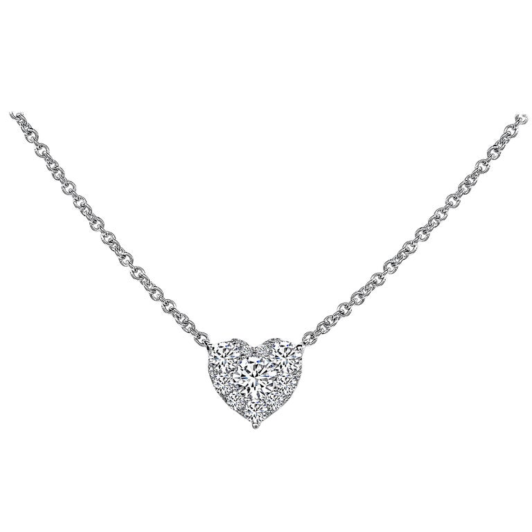 Cluster Diamond Heart Shape Pendant Necklace at 1stDibs diamond heart