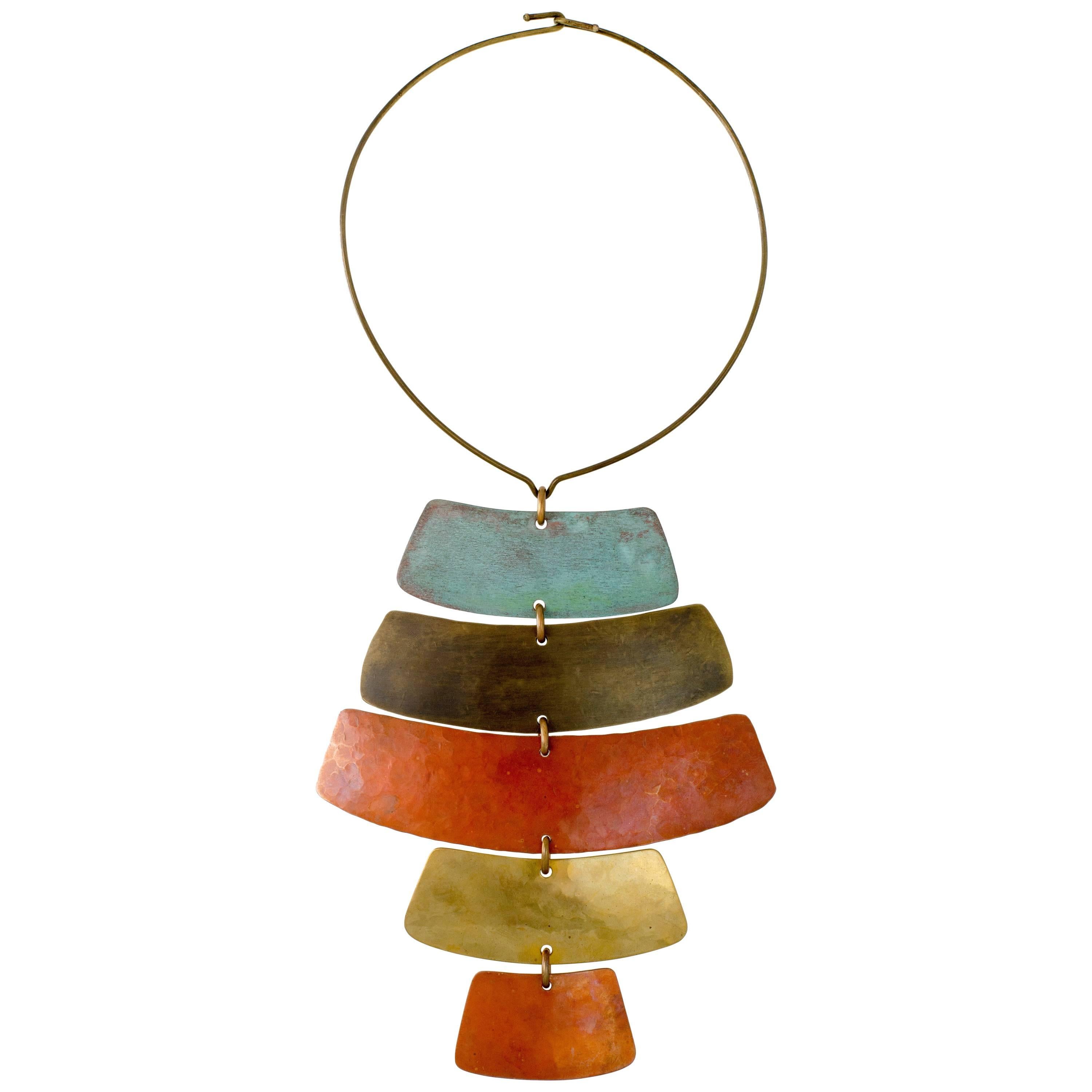 1990s Robert Lee Morris, Copper and Brass TOTEM Necklace