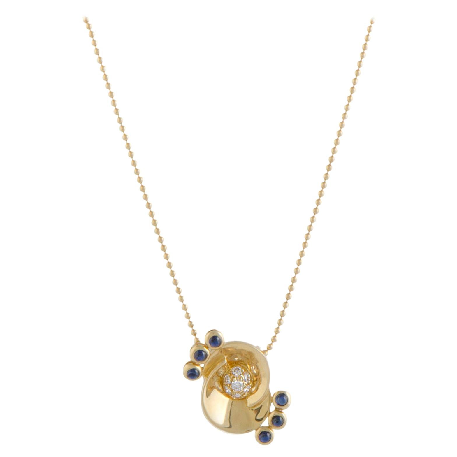 Dior Diamond and Sapphire Yellow Gold Pendant Necklace