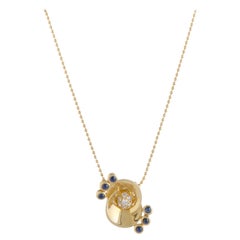 Dior Diamond and Sapphire Yellow Gold Pendant Necklace