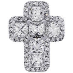 Princess Cut Halo Diamond Cross Pendant