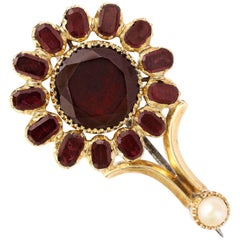 15 Karat Gold, Garnet, Georgian Haley's Comet Brooch