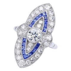 Marquise Diamond Calibrated Sapphire Platinum Ring