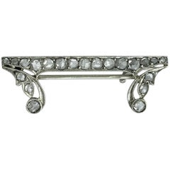 1920s Art Deco Rose Cut Diamond Platinum Brooch