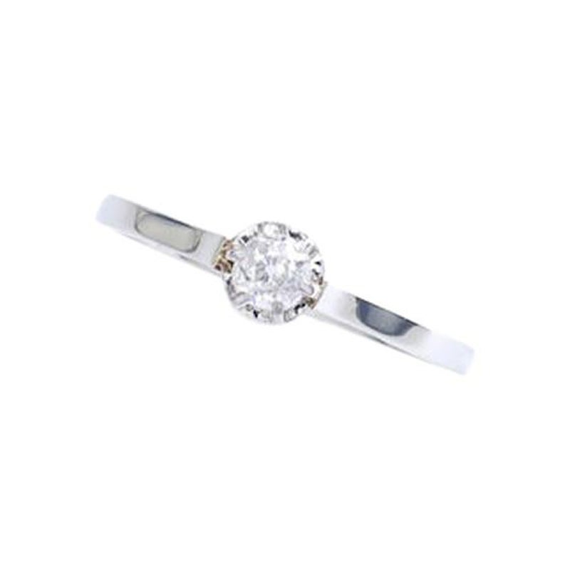 1900s Antique Diamond Solitaire Platinum and White Gold Ring For Sale