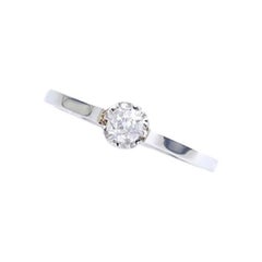 1900s Antique Diamond Solitaire Platinum and White Gold Ring