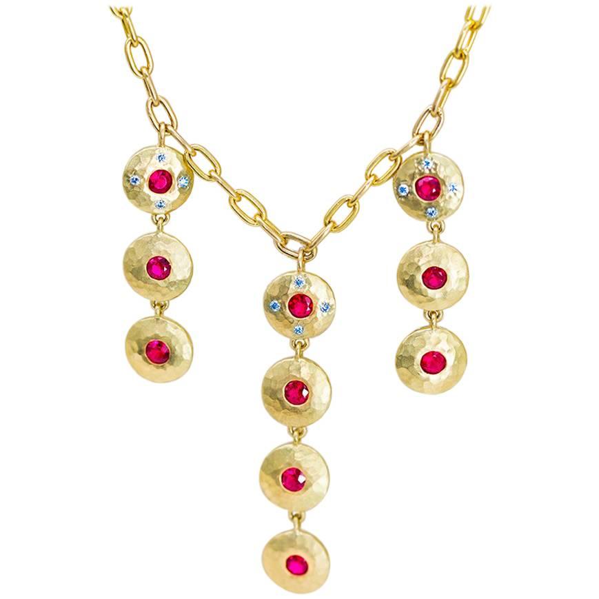 Gemfields Ruby and Diamond 18 Karat Gold Necklace