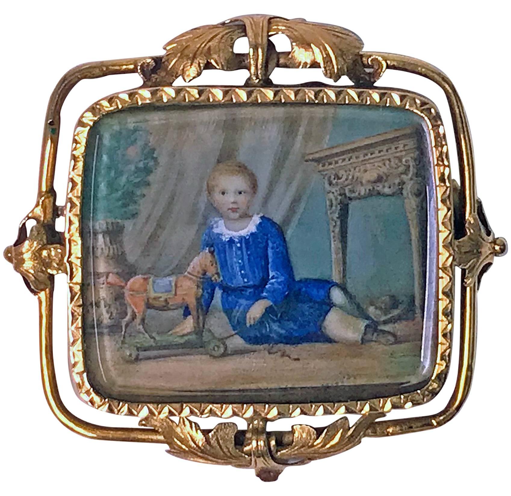 Swiss Gold Portrait Miniature, circa 1800 Attributed Anton Graff