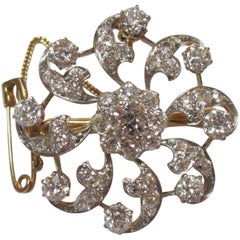 Diamond, Gold and Platinum Flower Pin
