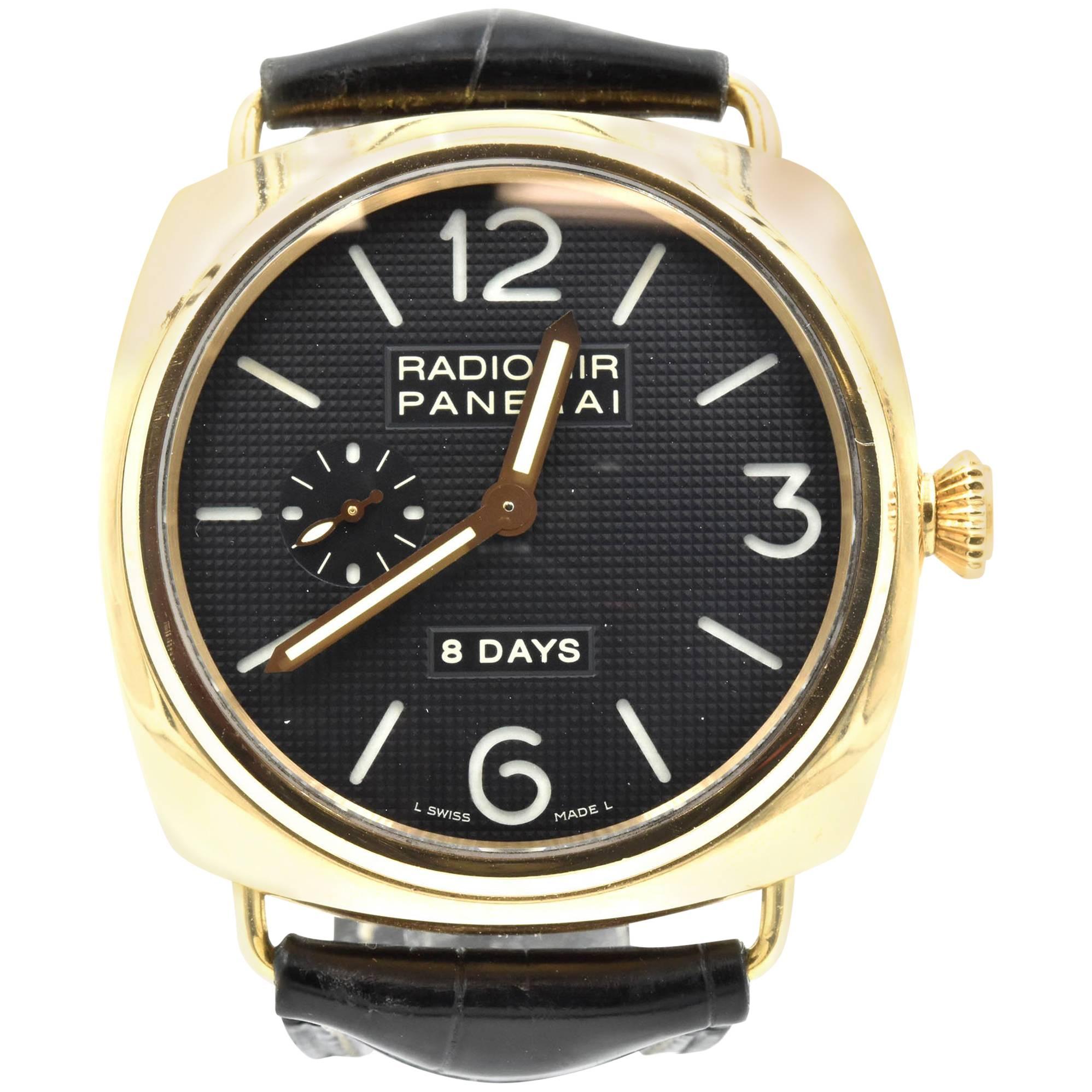 Panerai Rose Gold Radiomir 8-Day Power Reserve Manual Wristwatch Ref PAM 197