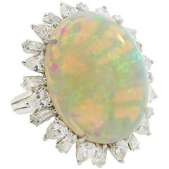 16 Carat Opal Diamond Platinum Ring