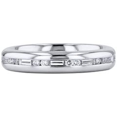 H&H Round Cut and Baguette Cut Diamond Satin Finish Eternity Band Ring 6