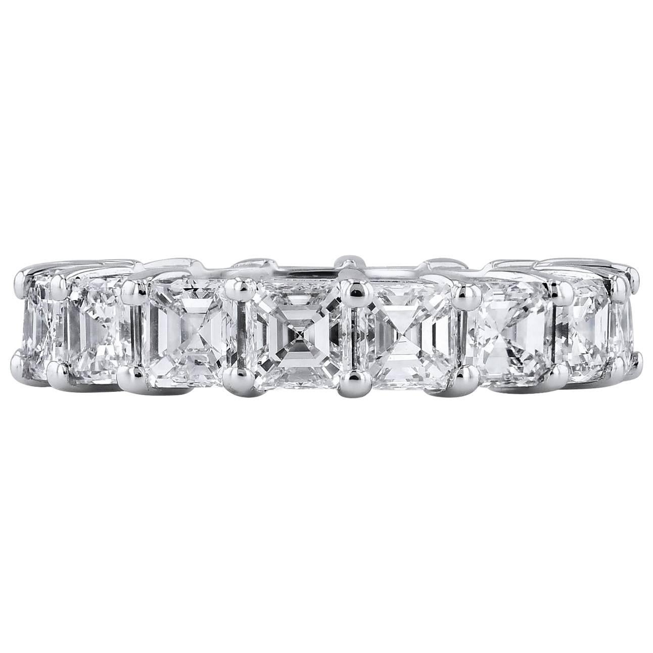 5.94 Carat Asscher Cut Diamond Eternity Band Ring Handmade by H&H Jewels Size 