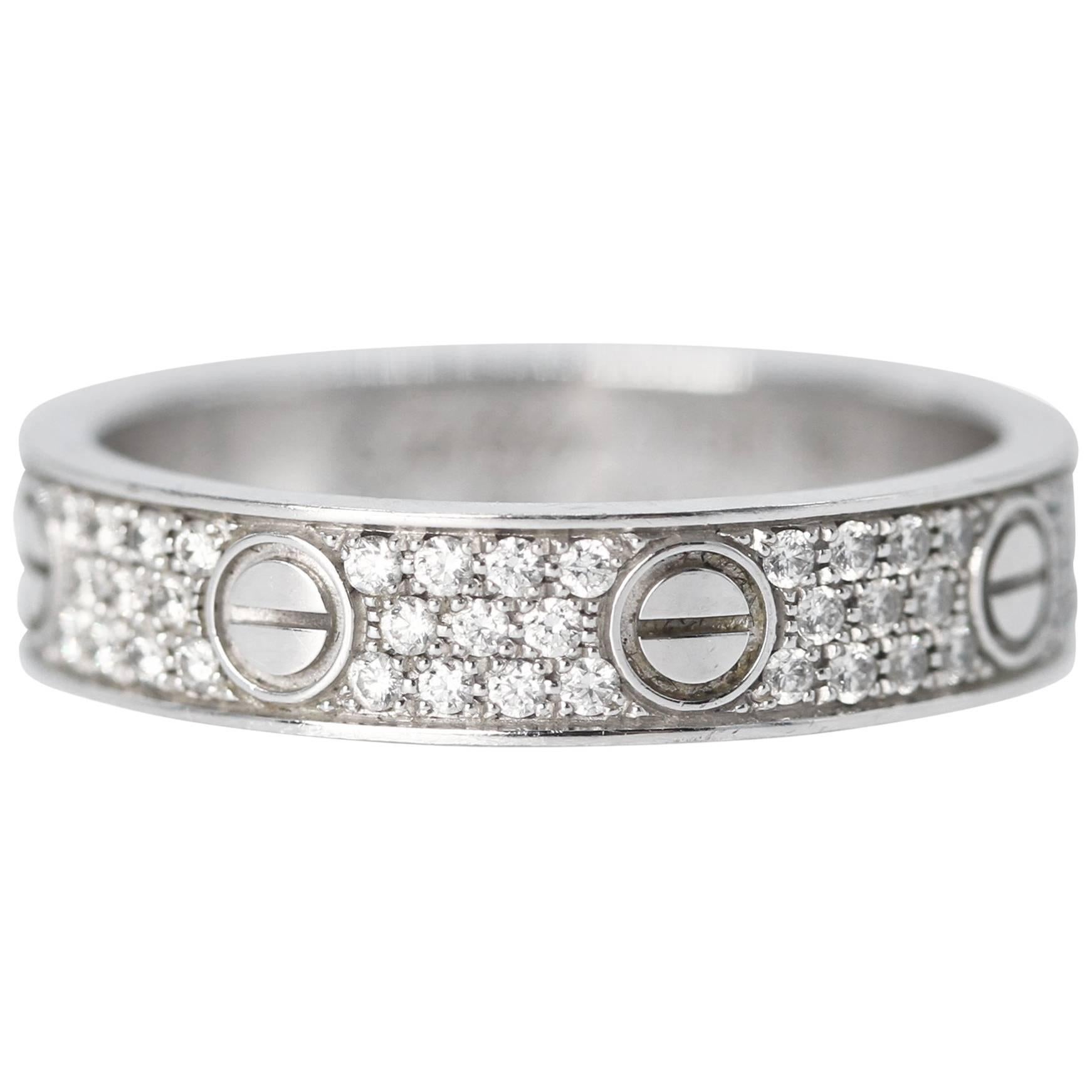 Cartier Diamond and White Gold "Love" Band Ring For Sale
