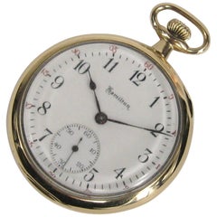 Hamilton Yellow Gold Open Face Antique Pocket Watch, circa 1919