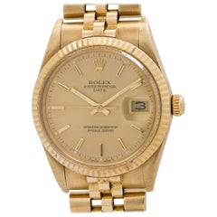 Rolex Yellow Gold Oyster Perpetual Date self winding Wristwatch, circa 1987