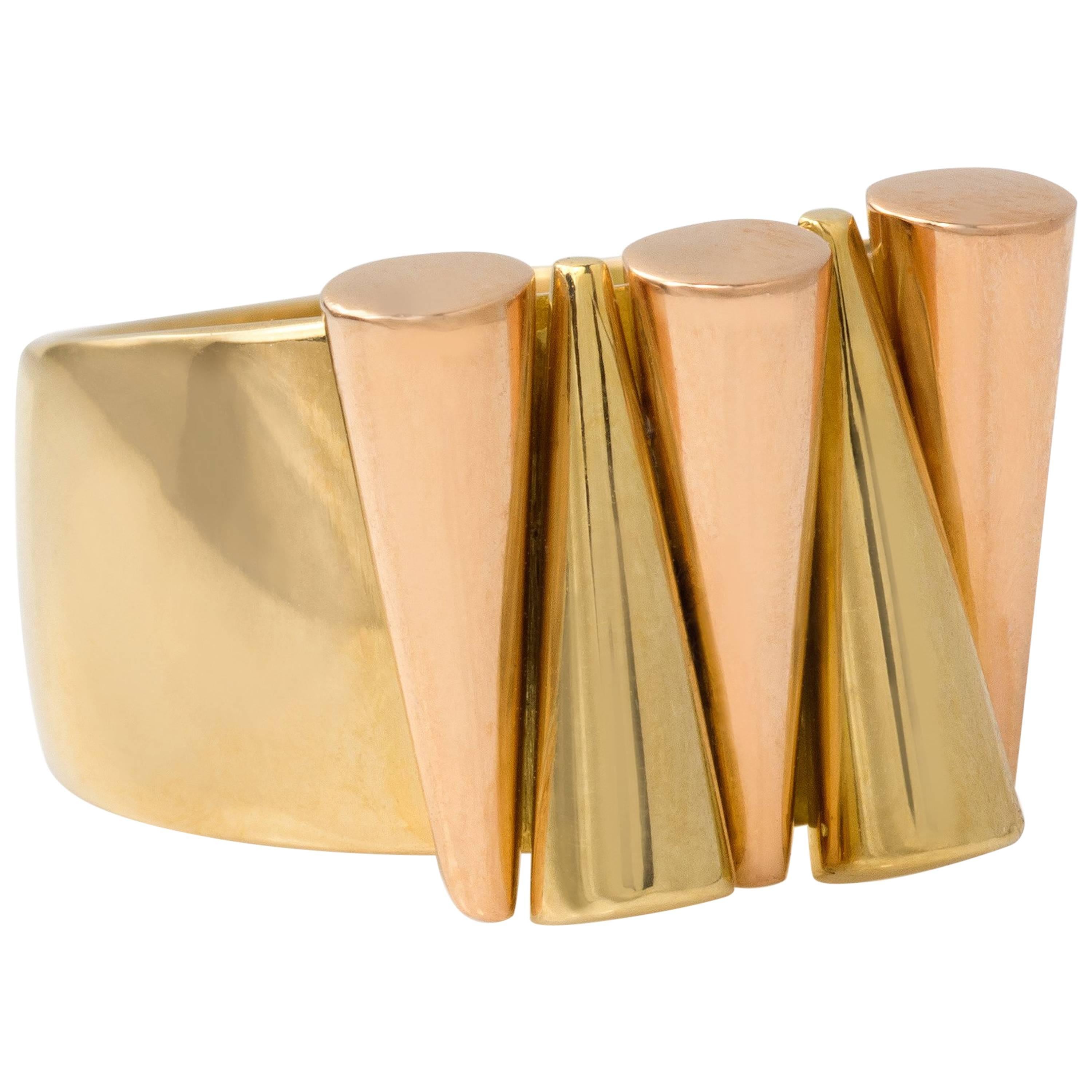 Giorgio Facchini, Yellow and Rose Gold Modernist Band Ring