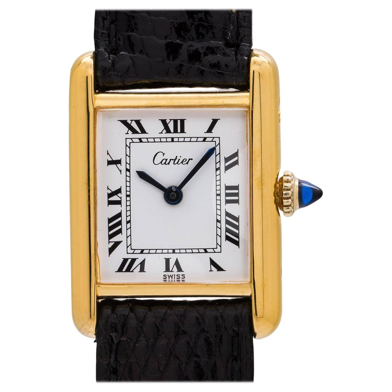 Cartier Ladies gold plated Tank Louis manual wind wristwatch, circa 1970s  