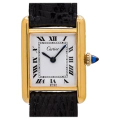 Vintage Cartier Ladies gold plated Tank Louis manual wind wristwatch, circa 1970s  