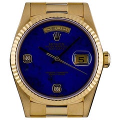 Vintage Rolex Gold Rare Lapis Lazuli Diamond Dial Day-Date 18238 Automatic Gents Watch