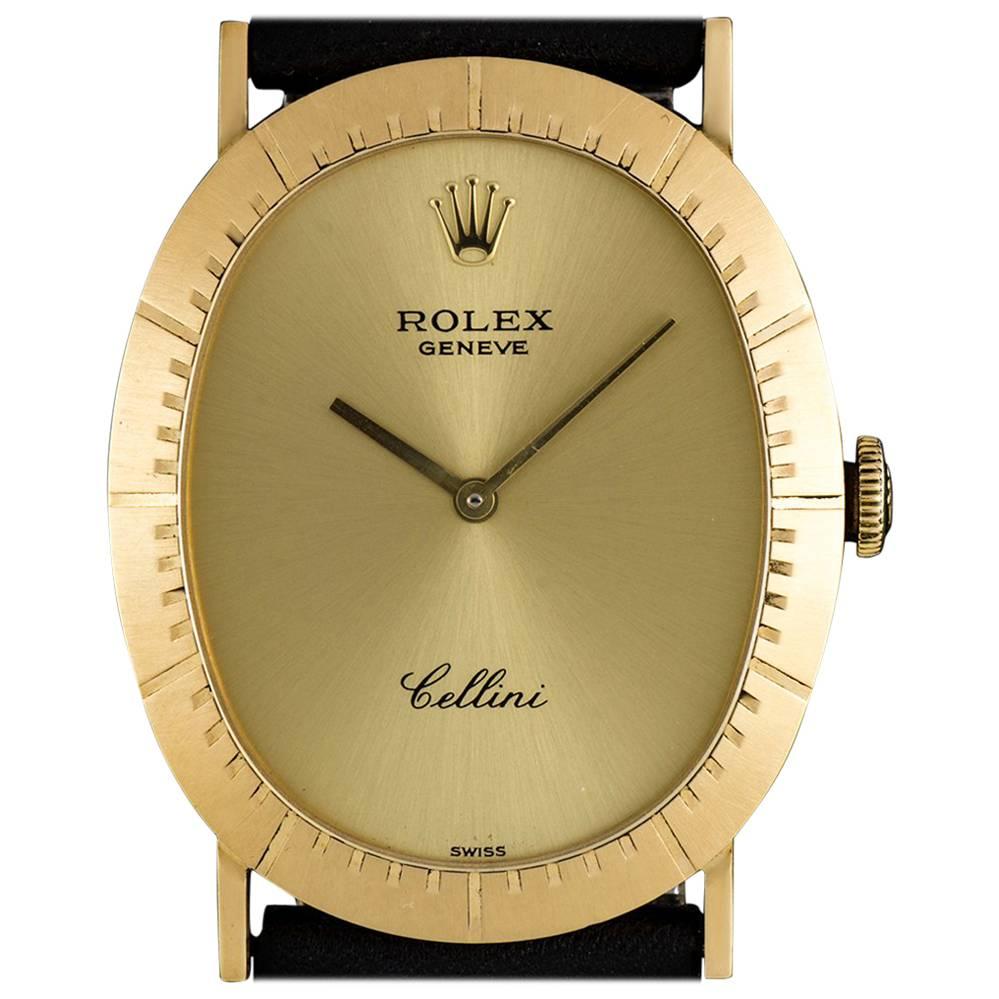 Rolex Gold Oval Cellini Dress Gents Manual Wind Wristwatch 4056