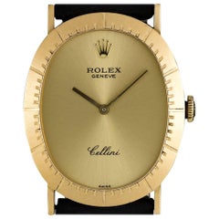 Vintage Rolex Gold Oval Cellini Dress Gents Manual Wind Wristwatch 4056