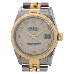 Rolex Yellow Gold Stainless Steel Midsize Datejust self winding Wristwatch c1987