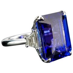 Certified 21.27 Carat Tanzanite and Diamond Cocktail Ring