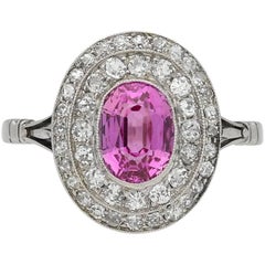 Edwardian Natural Pink Sapphire Double Row Coronet Cluster Ring