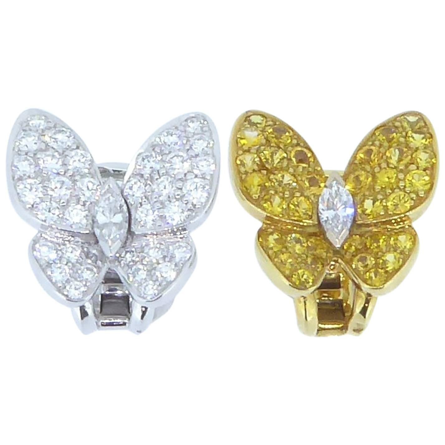 Van Cleef & Arpels Yellow Sapphire and Diamond and Gold Butterfly Earrings