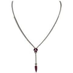 Diamonds Rubies  White Gold Choker Necklace