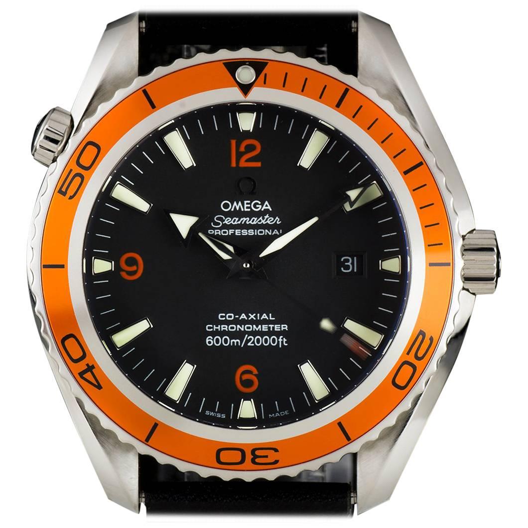Planet Co-Axial Ocean Seamaster Steel Black Dial Orange Bezel Automatic Watch