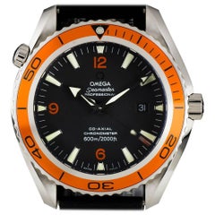 Used Planet Co-Axial Ocean Seamaster Steel Black Dial Orange Bezel Automatic Watch