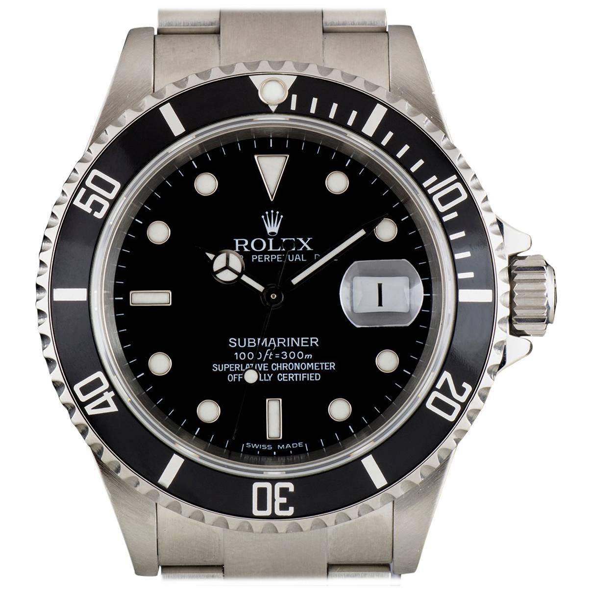 Rolex Submariner Date Gents Steel Black Dial 16610 Automatic Wristwatch