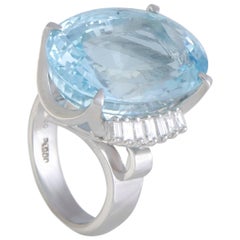 Diamond and Aquamarine Platinum Cocktail Ring