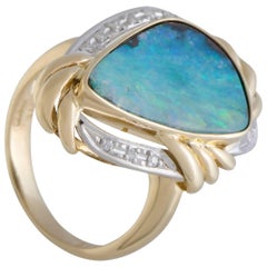 Diamond and Green Opal Gold Cocktail Ring