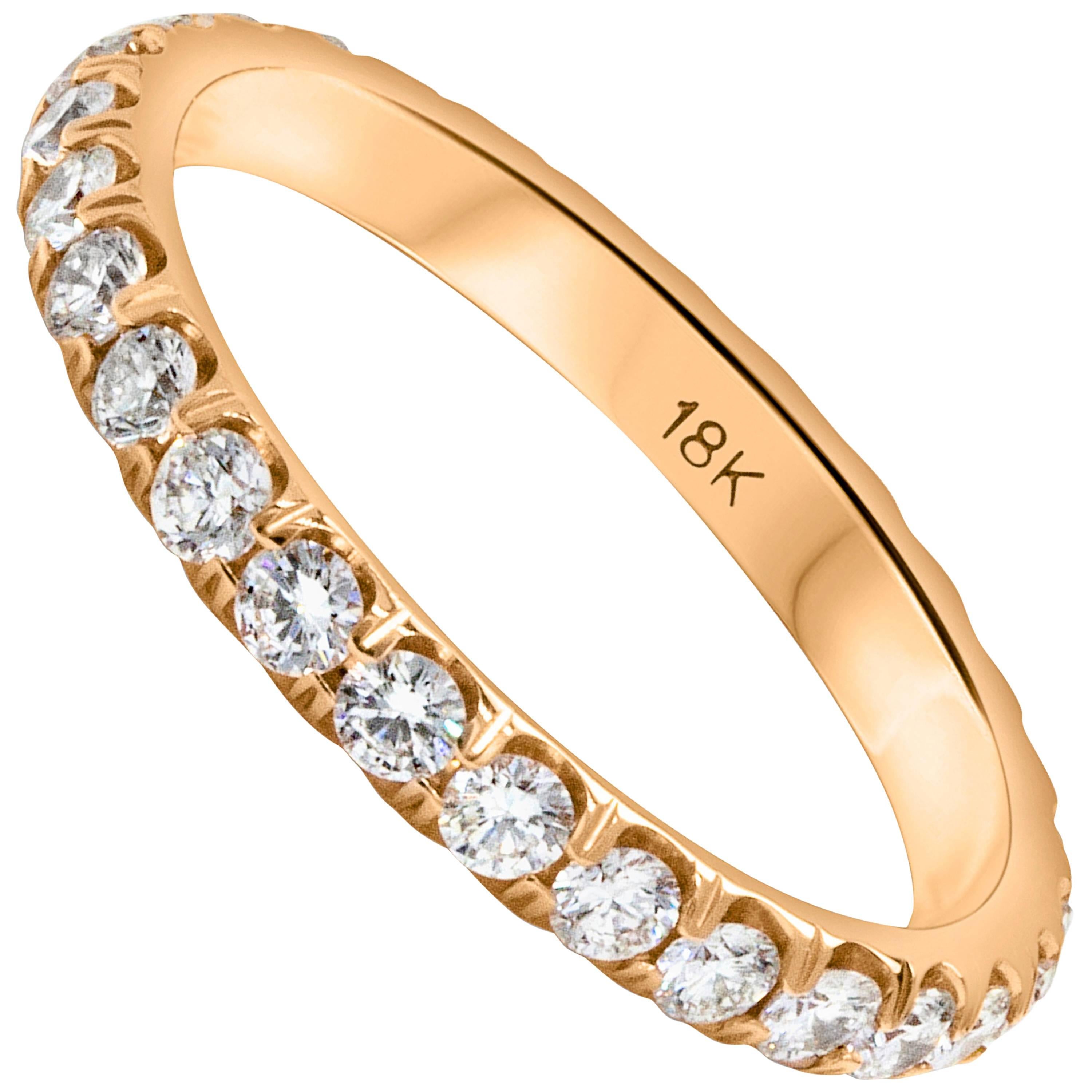 Modern Roman Malakov 1.03 Carat Total Round Diamond Pave-Set Eternity Wedding Band Ring For Sale