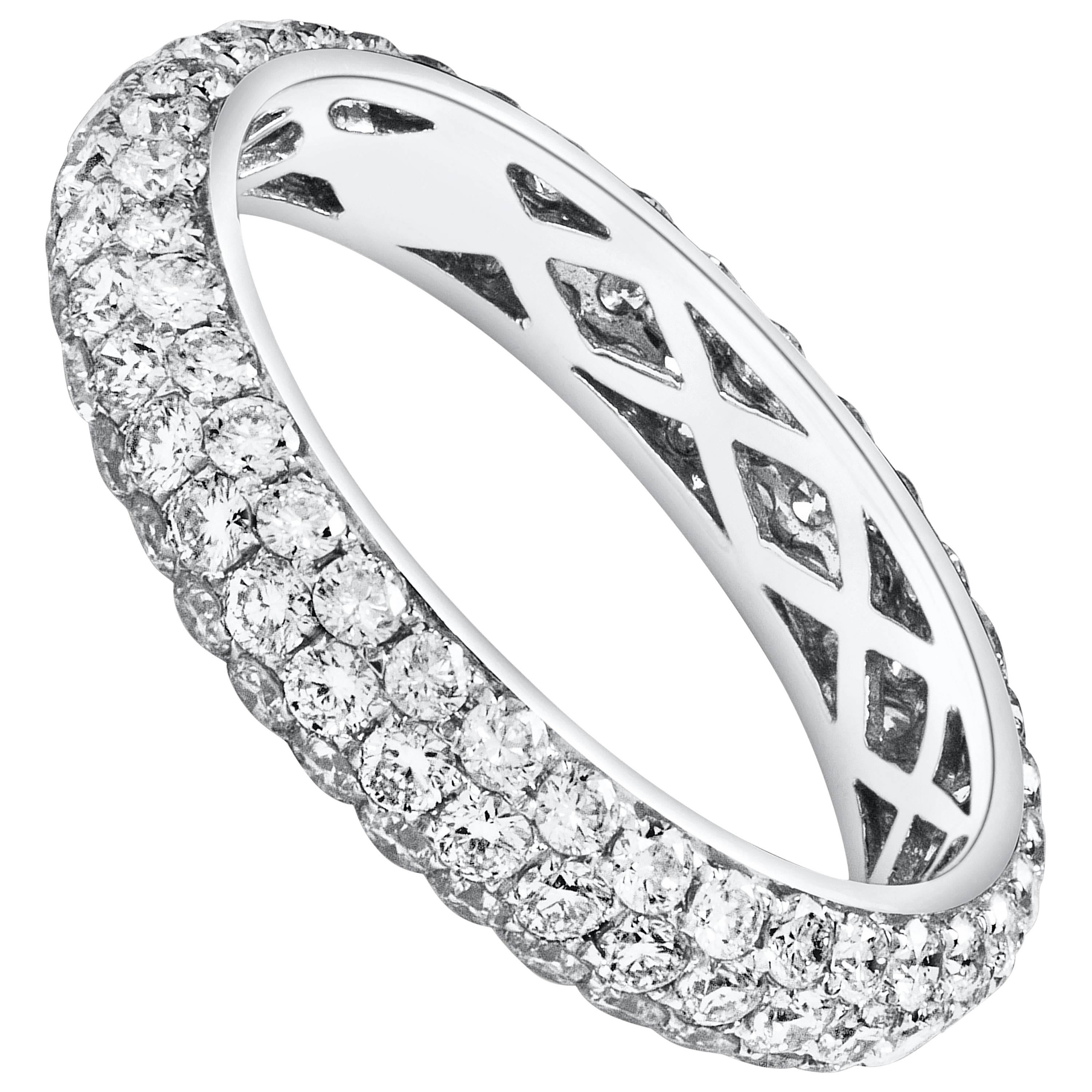 1.78 Carats Round Cut Diamond Eternity Wedding Band en or blanc