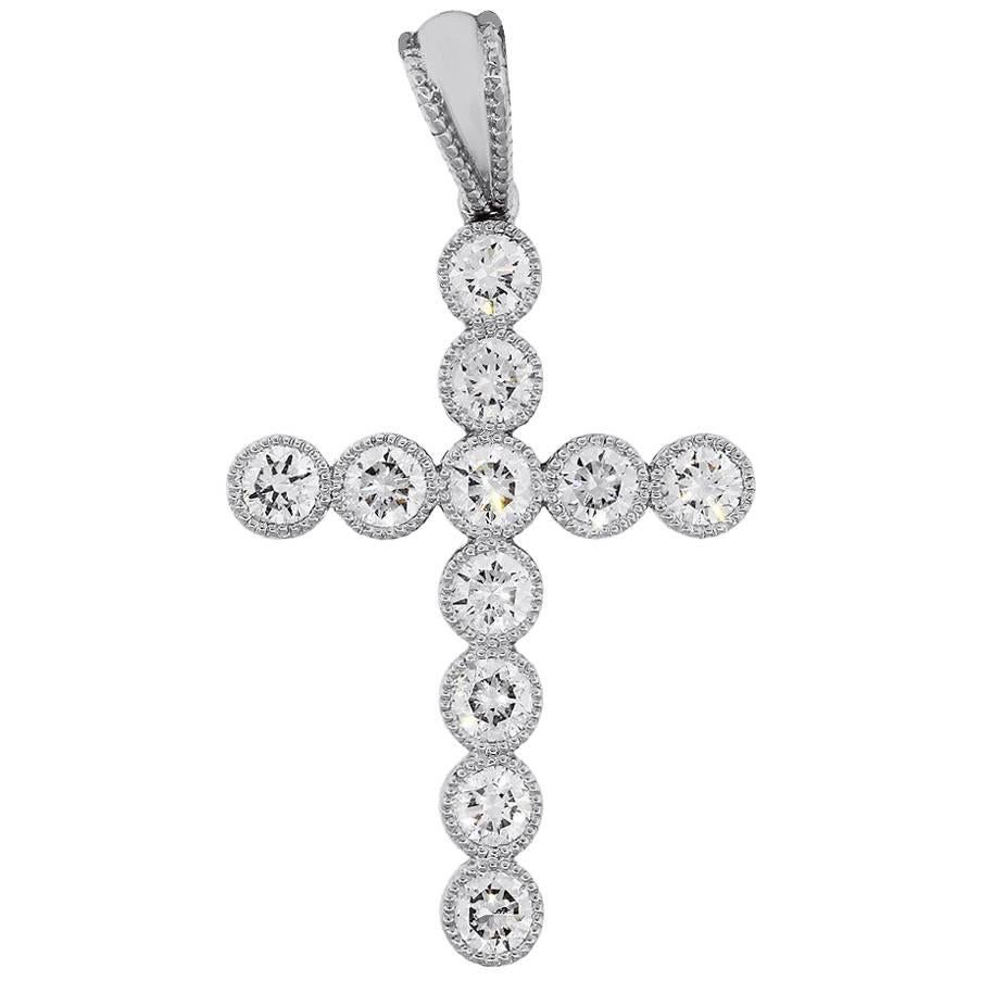 Round Diamond Cross Pendant