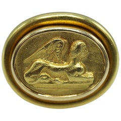 Vintage Elizabeth Locke Gold Sphinx Ring