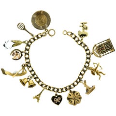 Retro Flexible Curblink Charm Bracelet with 13 Gold Charms