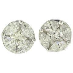 Marquise and Trillion Shaped 2.24 Carat Diamond Studs in 18 Karat White Gold
