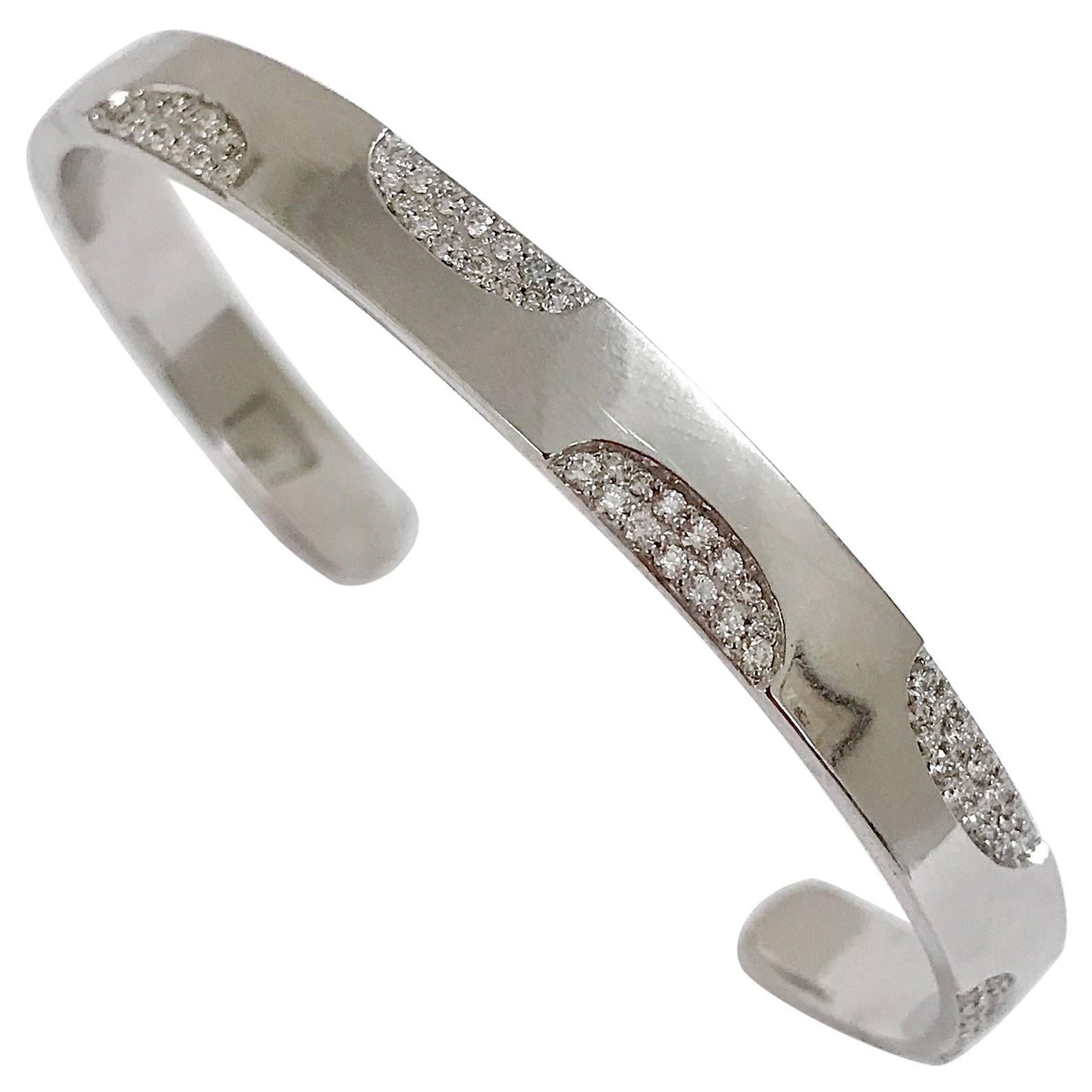 White Gold Polka Dot Diamond Cuff Bracelet For Sale
