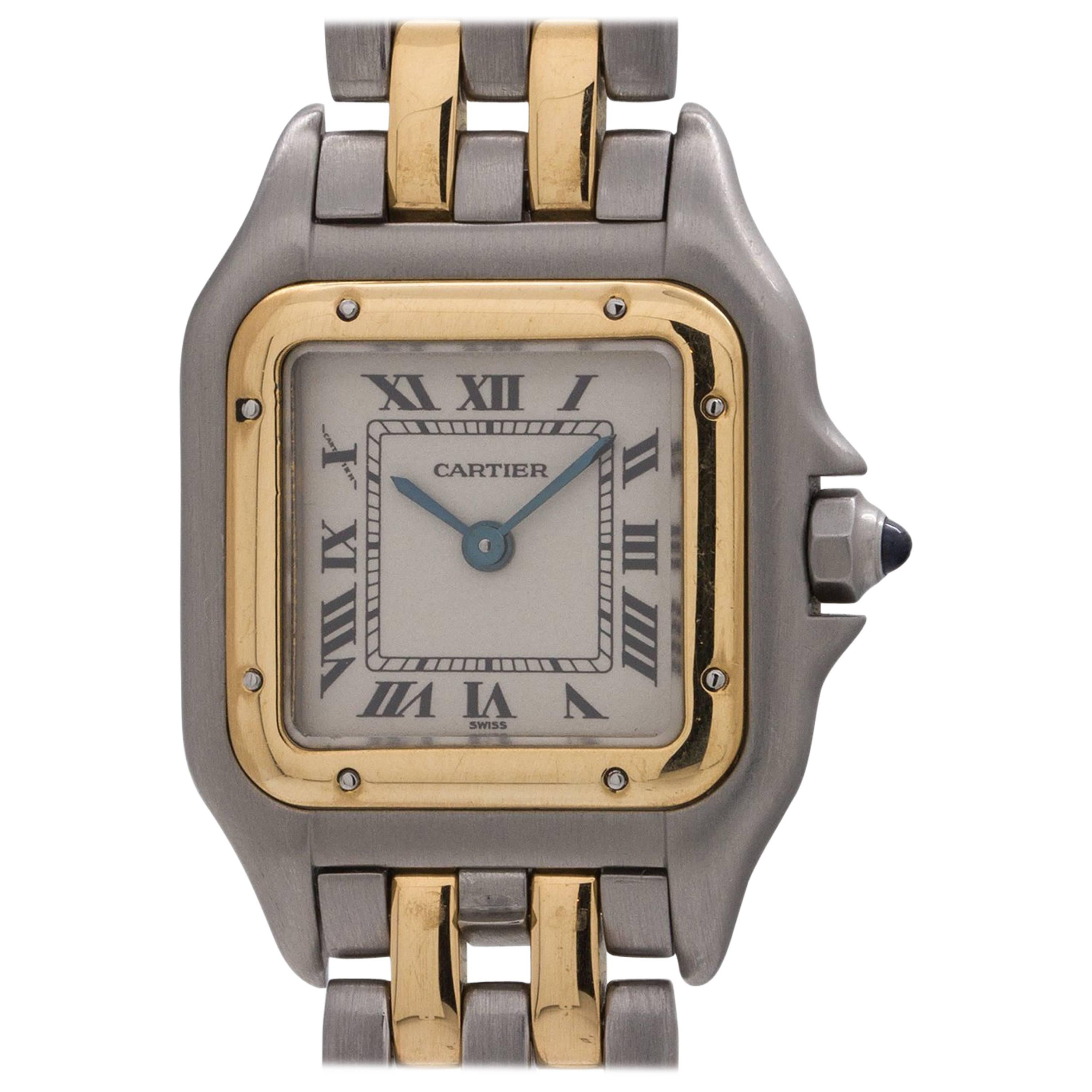 Cartier ladies yellow gold stainless steel Panther quartz wristwatch, c1990s