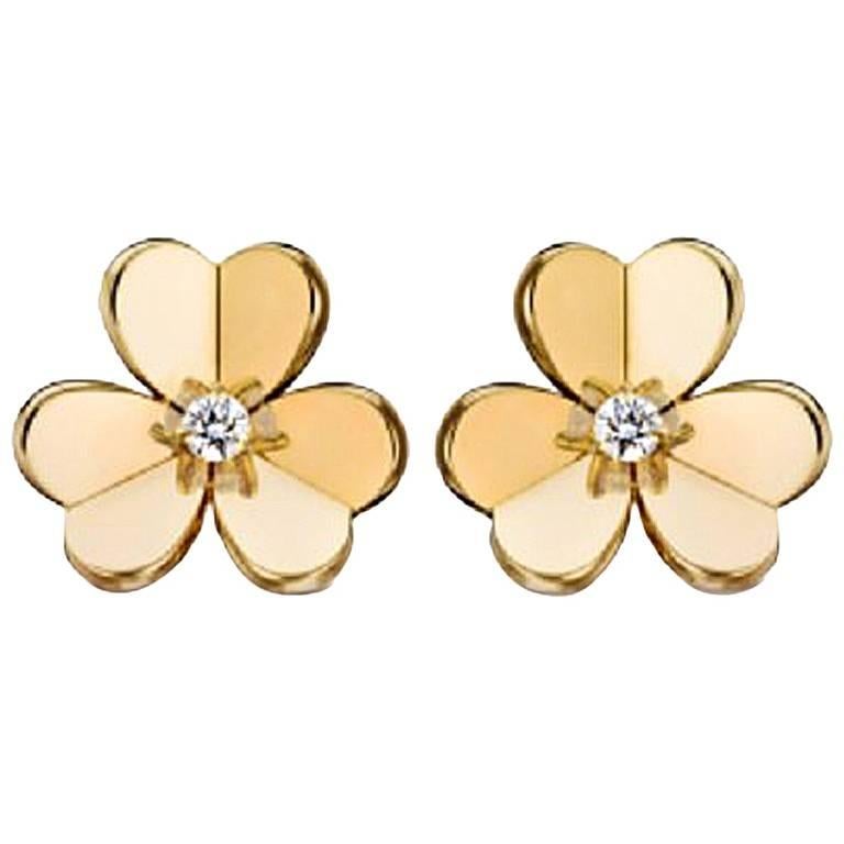 Van Cleef & Arpels Yellow Gold Frivole Small Model Earrings For Sale